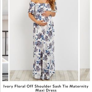 Pinkblush maternity off shoulder maxi